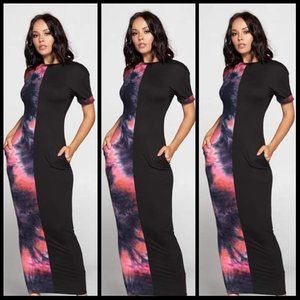 Half & Half Tye Dye Maxi Dress